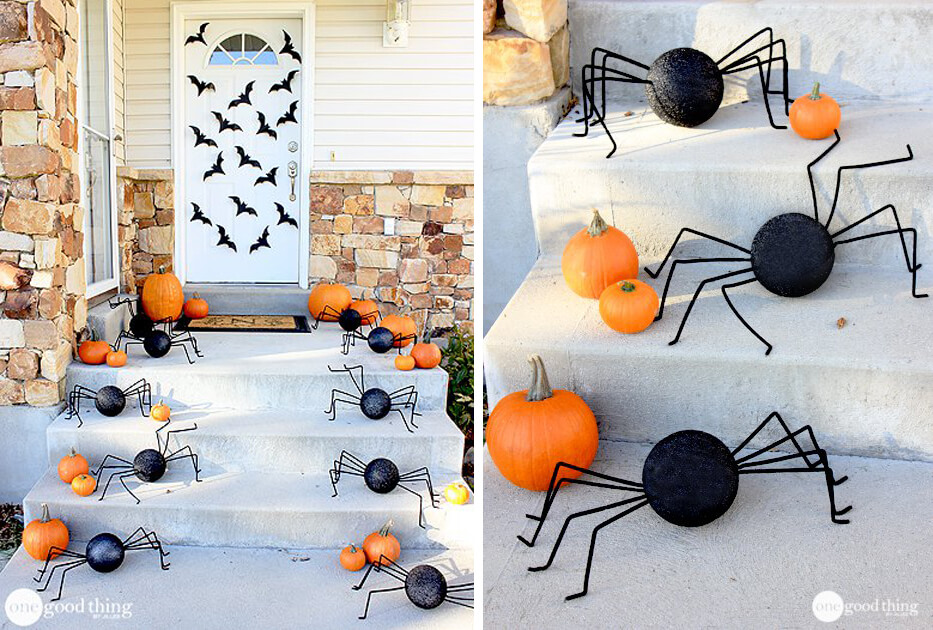 Spider and Bat Invasion | Scary DIY Halloween Porch Decoration Ideas | vintage halloween porch