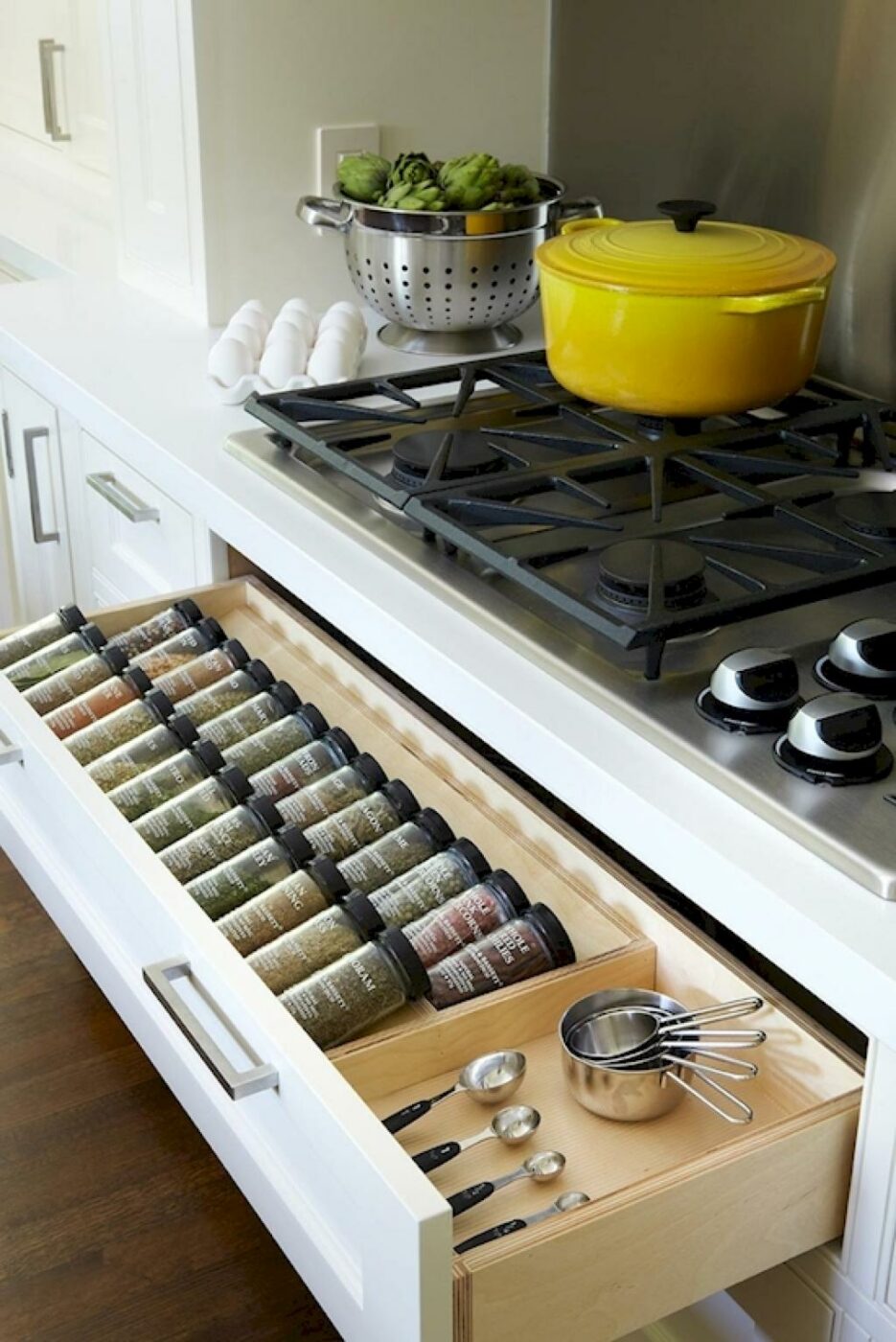 A Divided Drawer Helps You Organize Spices Within Easy Reach