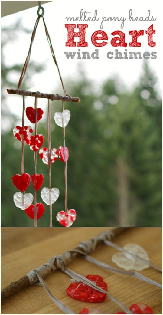 Melted Bead Heart Wind Chime