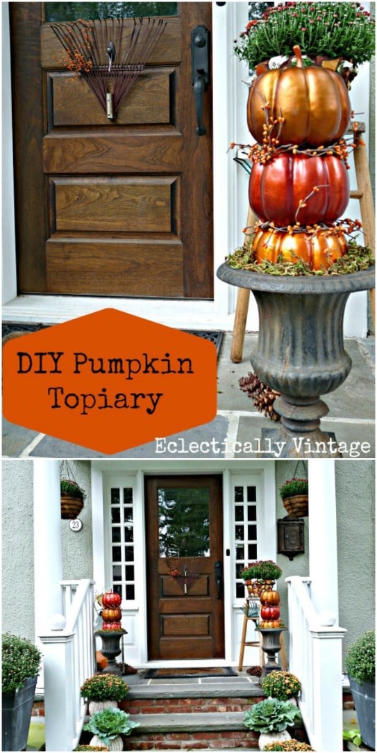 DIY Pumpkin Topiaries