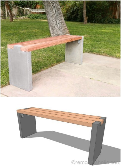 DIY Concrete Slab Garden Bench
