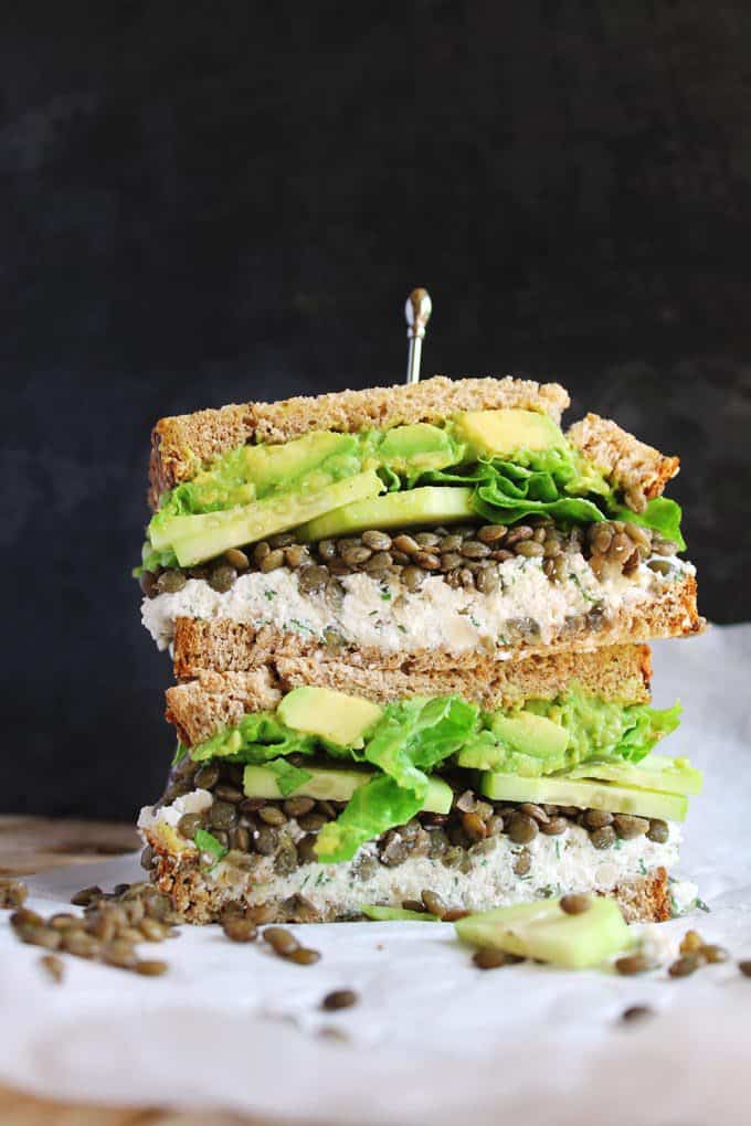 Spring green lentil sandwiches with walnut herb ricotta + 15 Farmers market recipes to make in April! Delicious, vegetarian, (mostly) healthy spring recipes made with fresh, seasonal produce from your local farmers market or CSA bin. Eat local! // Rhubarbarians