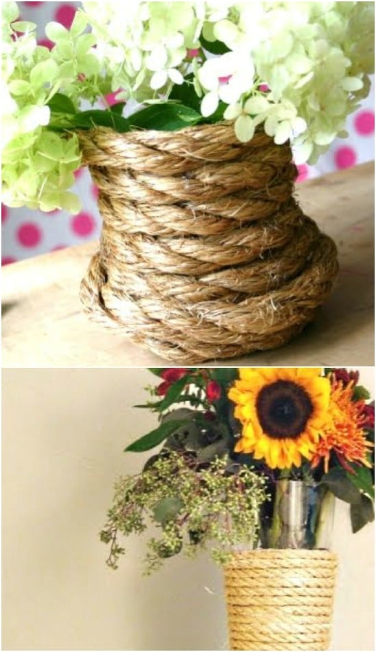 DIY Rope Wrapped Planter Boxes