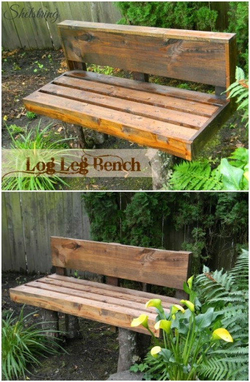 Rustic DIY Log Bench