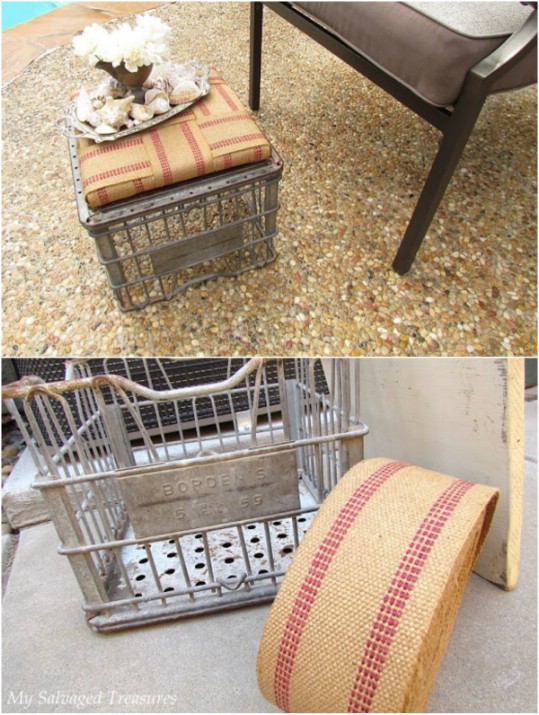 Upcycled Milk Crate Ottoman