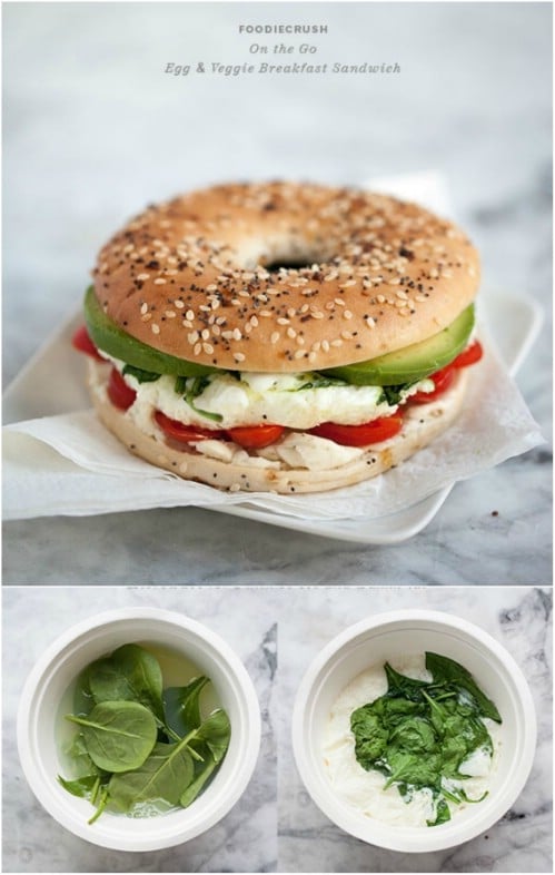 Microwave Egg And Veggie Breakfast Sandwich