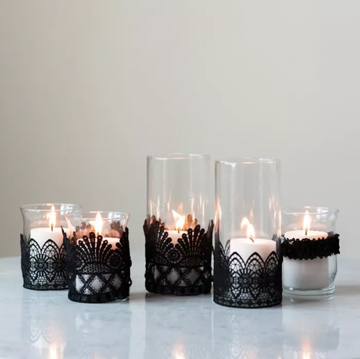 DIY Lace Candle Holders