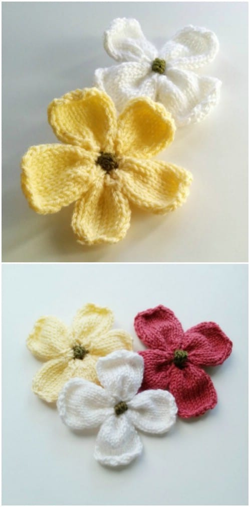 Gorgeous DIY Knit Dogwood Blossoms