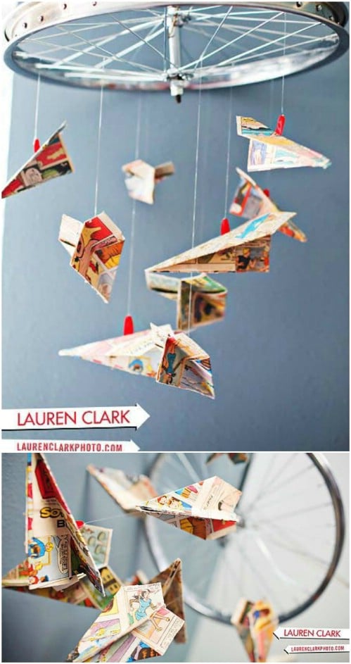 DIY Paper Airplane Mobile