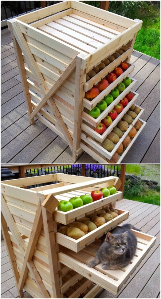 DIY Wooden Slide Out Produce Storage
