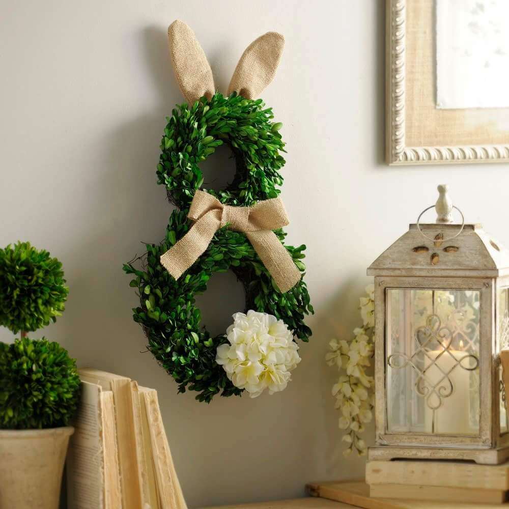 Burlap and Greenery Easter Bunny Wreath
