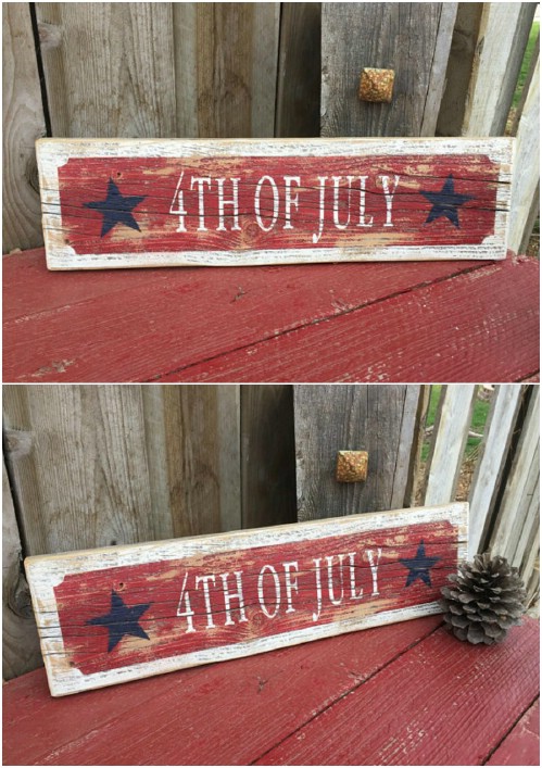 Rustic Distressed Fourth Of July Sign