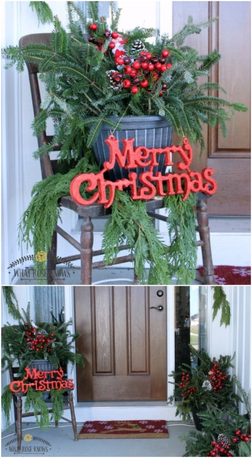 Gorgeous DIY Front Porch Evergreen Display