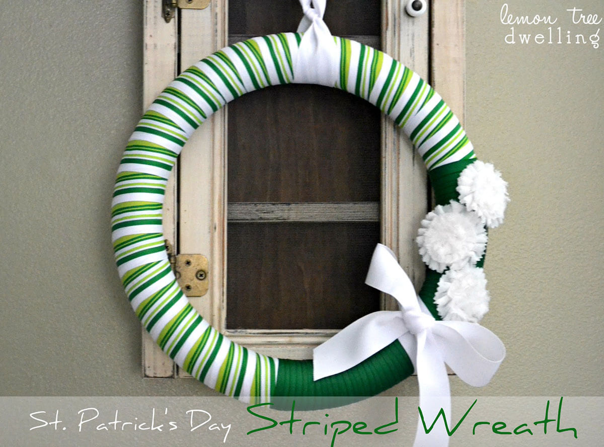 Pretty DIY St. Patrick's Day Striped Wreath