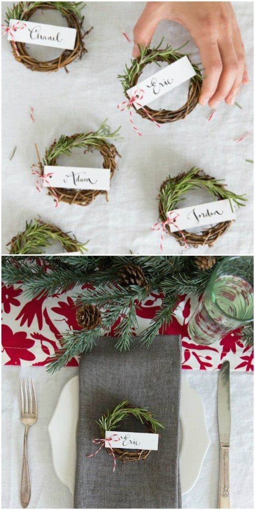 DIY Rosemary Wreath Place Cards