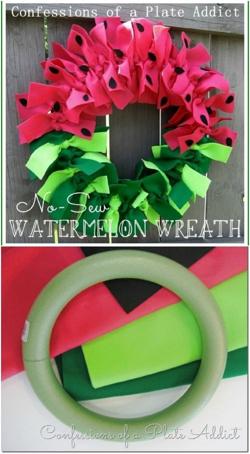 Simple No Sew Watermelon Wreath