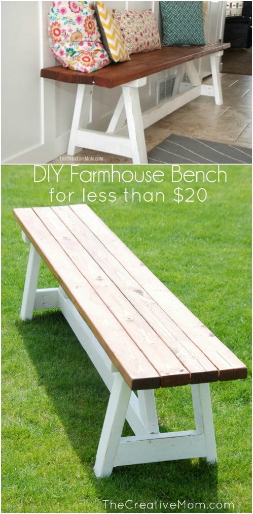 Cheap And Easy DIY Farmhouse Style Bench