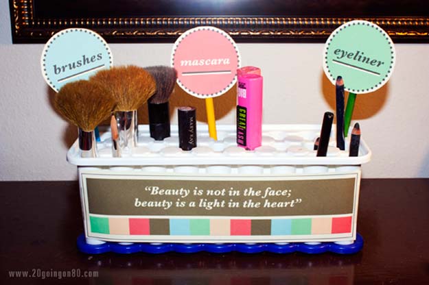 DIY Makeup Organizing Ideas - Ice Cube Tray Makeup Holder - Projects for Makeup Drawer, Box, Storage, Jars and Wall Displays - Cheap Dollar Tree Ideas with Cardboard and Shoebox - Wood Organizers, Tray and Travel Carriers http://diyprojectsforteens.com/diy-makeup-organizing