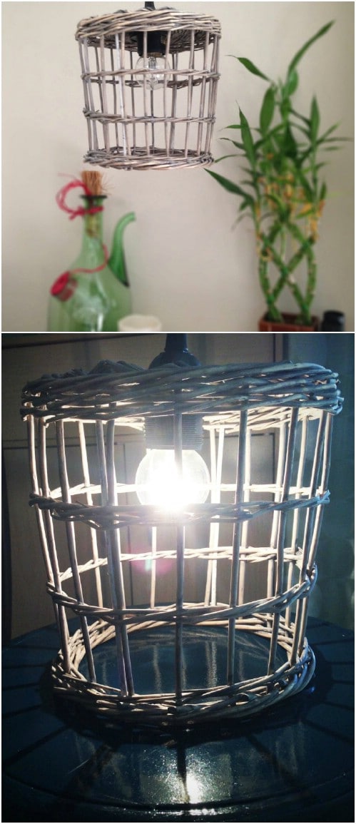 Woven Twig Basket Pendant Lamp