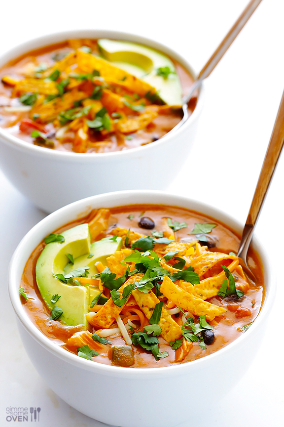 20-minute cheesy chicken enchilada soup | 25+ delicious soup recipes
