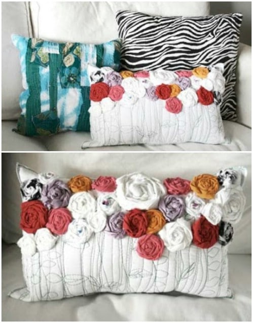 Rustic Recycled Roses Pillow