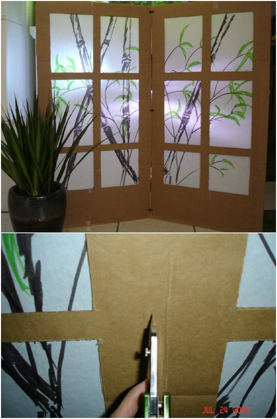 DIY Upcycled Cardboard Room Divider