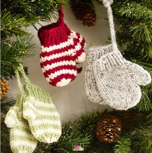Tiny Crochet Mittens Ornaments