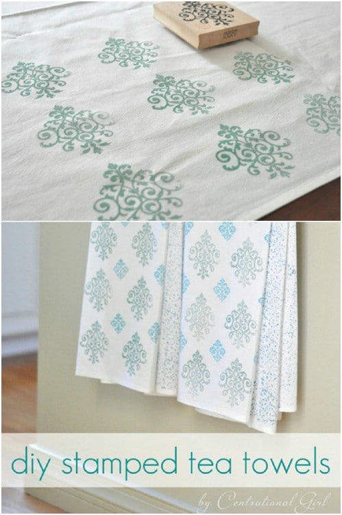 DIY Stamped Tea Towels