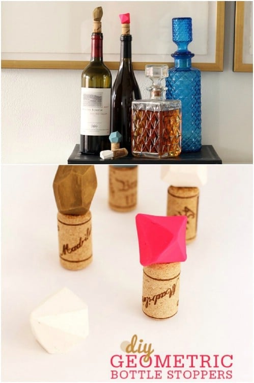 DIY Geometric Wine Bottle Stoppers