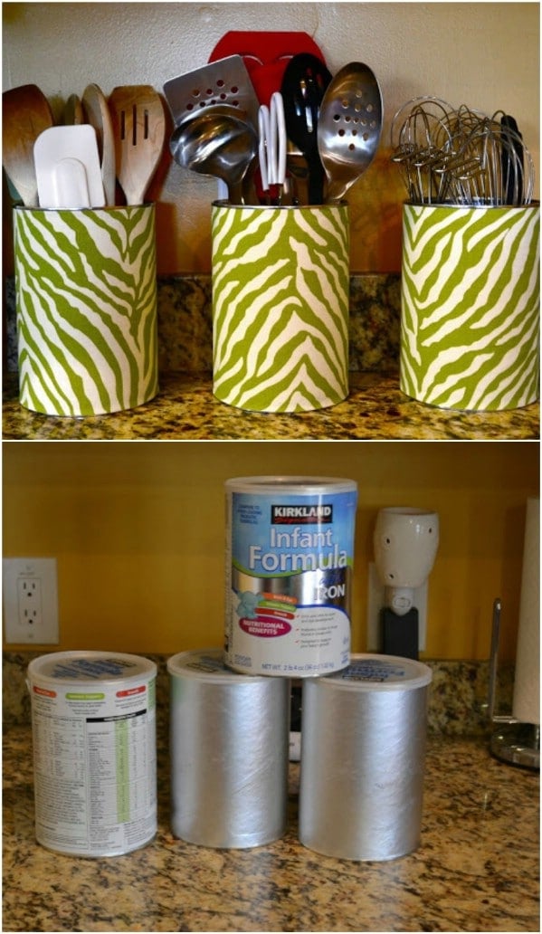 Upcycled Coffee Can Utensil Holders