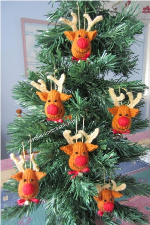 Whimsical Face Reindeer Crochet Ornaments