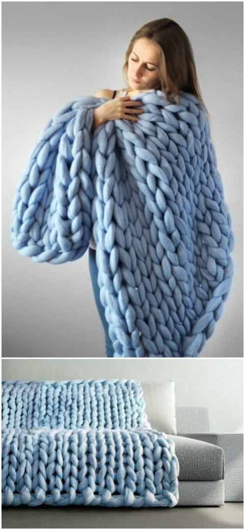 Plush Hand Knit Gigantic Blanket