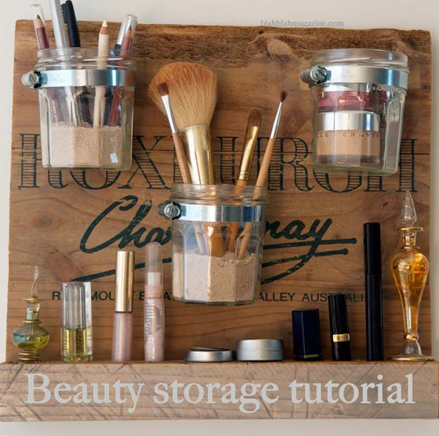 DIY Makeup Organizing Ideas - Beauty Storage Station - Projects for Makeup Drawer, Box, Storage, Jars and Wall Displays - Cheap Dollar Tree Ideas with Cardboard and Shoebox - Wood Organizers, Tray and Travel Carriers http://diyprojectsforteens.com/diy-makeup-organizing