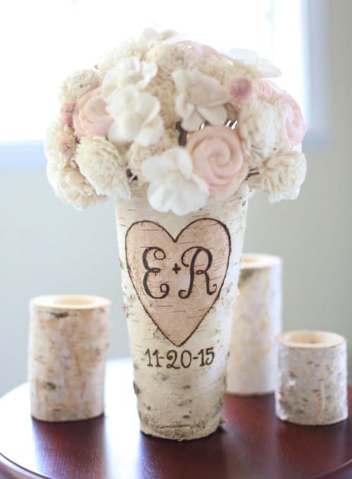 Personalized Birch Wood Vase