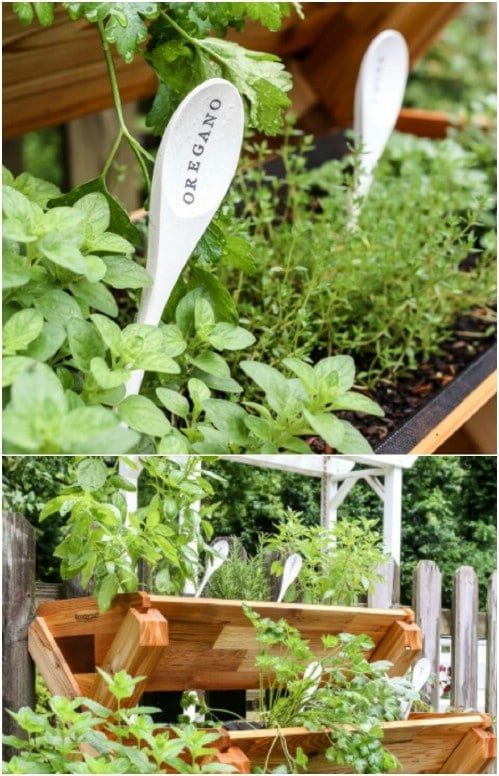 Repurposed Wooden Spoon Plant Markers