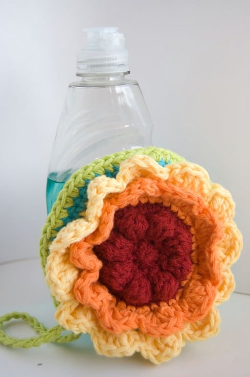 flower Scrubby Crochet Dishcloth