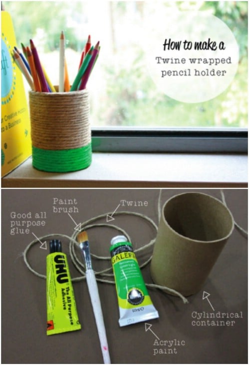Twine Wrapped Pencil Holder