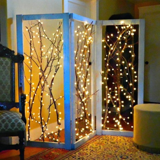 DIY Twinkling Branches Room Divider
