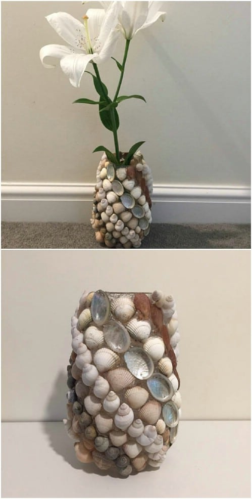 DIY Summery Seashell Vases