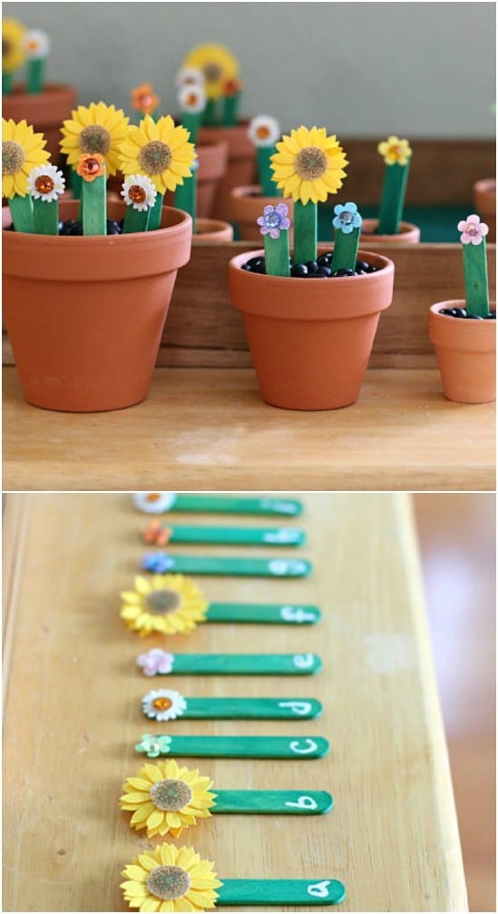 Adorable Alphabet Flower Garden With Popsicle Stick Stems