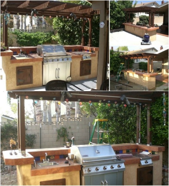 Outdoor Kitchen Bar With Pergola