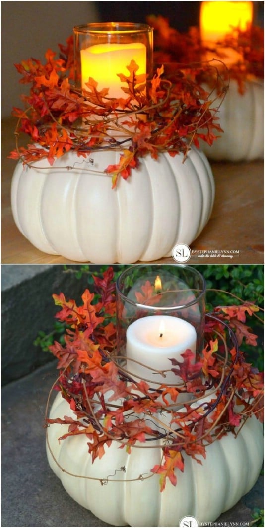 DIY Outdoor Pumpkin Candle Holders
