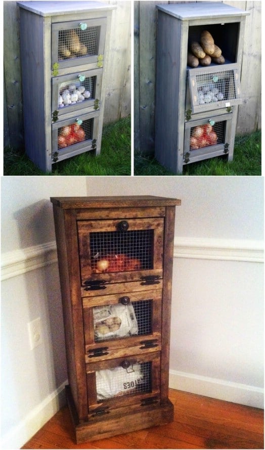 DIY Rustic Reclaimed Pallet And Chicken Wire Produce Bin