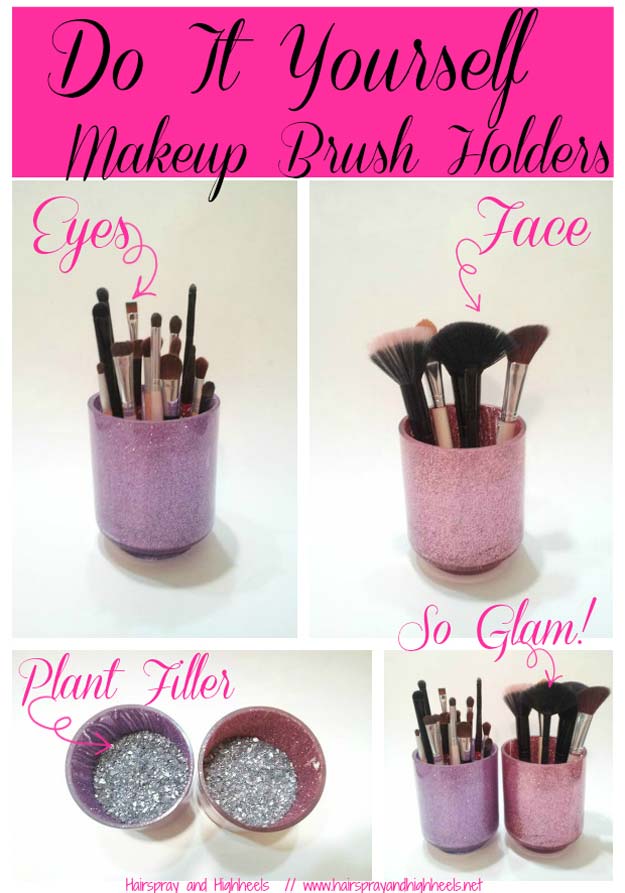 DIY Makeup Organizing Ideas - Makeup Brush Holders - Projects for Makeup Drawer, Box, Storage, Jars and Wall Displays - Cheap Dollar Tree Ideas with Cardboard and Shoebox - Wood Organizers, Tray and Travel Carriers http://diyprojectsforteens.com/diy-makeup-organizing