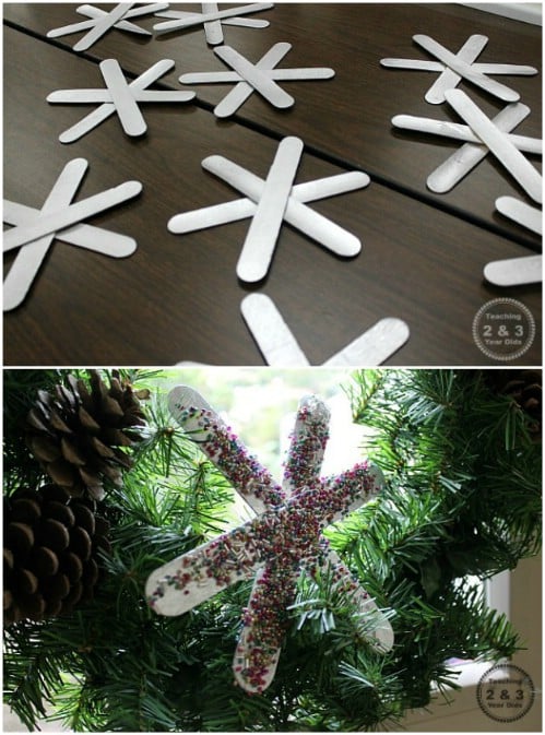 Colorful Craft Stick Snowflakes