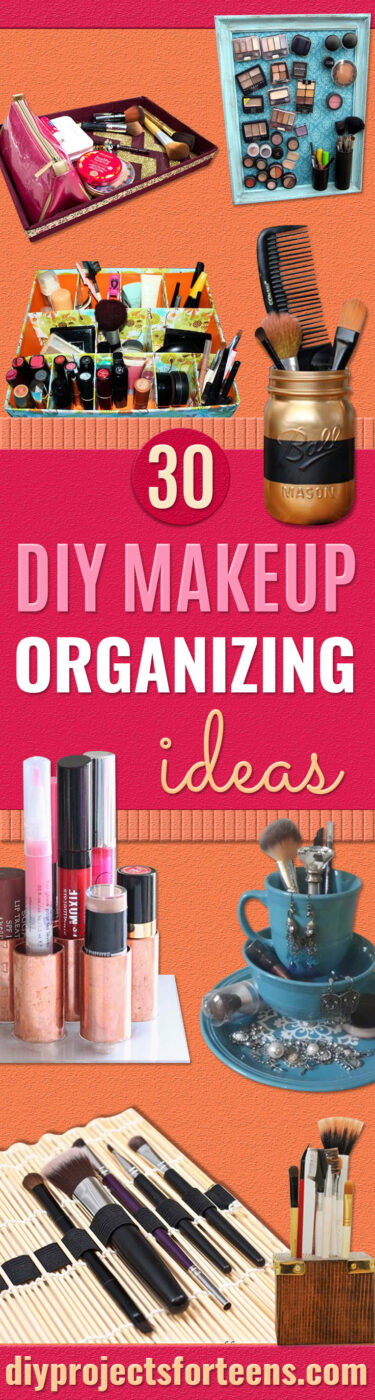 DIY Makeup Organizing Ideas - Projects for Makeup Drawer, Box, Storage, Jars and Wall Displays - Cheap Dollar Tree Ideas with Cardboard and Shoebox - Wood Organizers, Tray and Travel Carriers http://diyprojectsforteens.com/diy-makeup-organizing