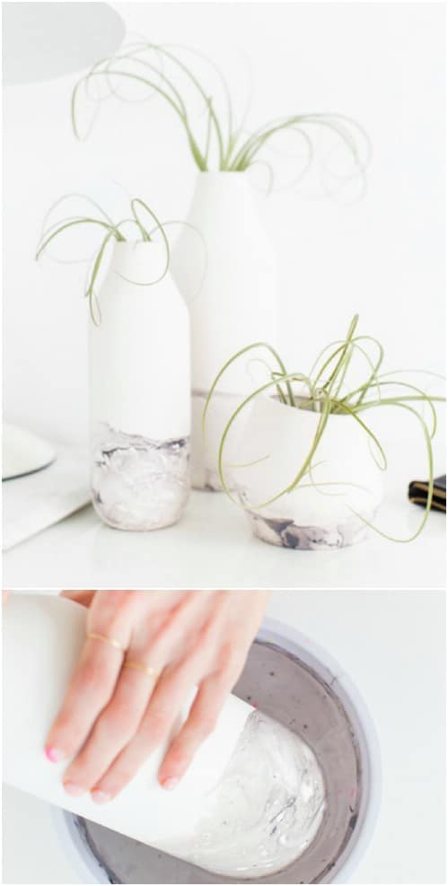 DIY Swirled Marble Vases