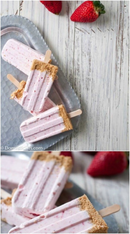 Homemade Strawberry Cheesecake Popsicles