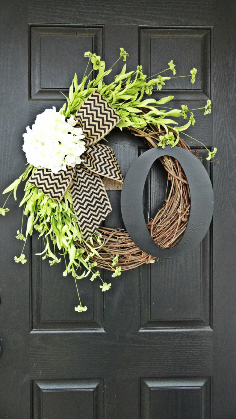 DIY Monogram Spring Grapevine Wreath