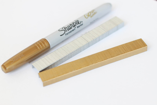 Cool DIY Sharpie Crafts Projects Ideas - Dazzling Gold Painted Staples Make Awesome DIY Office and School Supplies